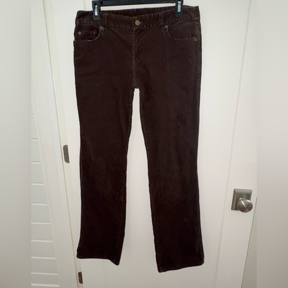 EUC J. Crew Women's Boot Cut Mid-Rise Stretch Dark Brown Corduroy - 10R